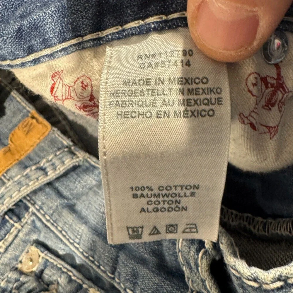 True Religion Thick Stitch Straight Flap Natural‎ Big T Jeans in Blue 36x27